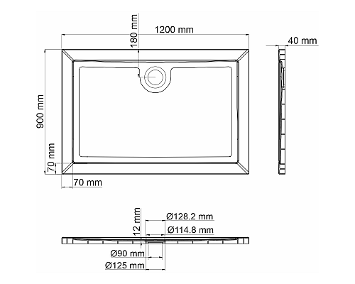 Душевой поддон из стеклопластика WasserKRAFT Salm 120x90 27T07 Белый глянец Душевой поддон из стеклопластика WasserKRAFT Salm 120x90 27T07 Белый глянец