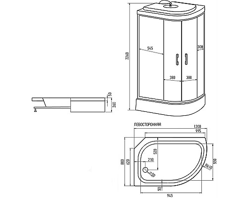 Душевая кабина Erlit Comfort 120х80 ER351226L-C3-RUS без гидромассажа