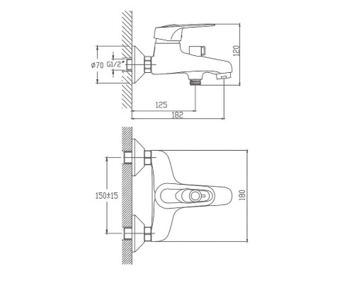 Смеситель для ванны Cron CN3204 Хром