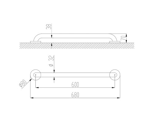Поручень Nofer 15054.60.S Матовая нержавеющая сталь