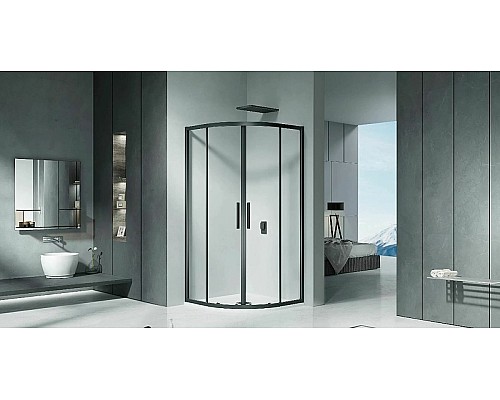 Душевой уголок Good Door Cofe R-100-C-B 100x100 КФ00003 профиль Черный стекло прозрачное