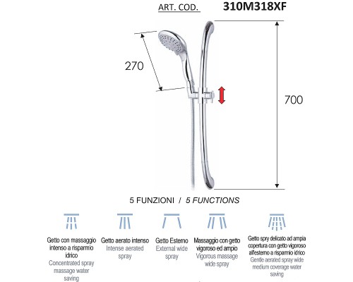 Душевой гарнитур Remer 310M318XF Хром