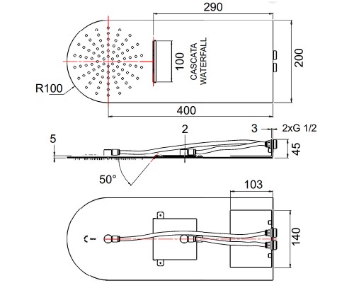Верхний душ Remer 350UFMCAX Хром