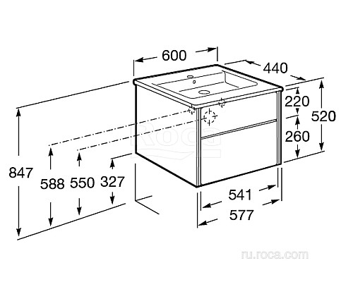 Тумба под раковину Roca Ronda 60 ZRU9303002 белый матовый/бетон