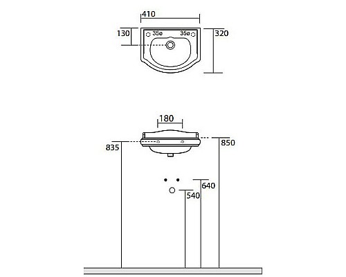 Раковина Kerasan Retro 41 103301*0 Белая