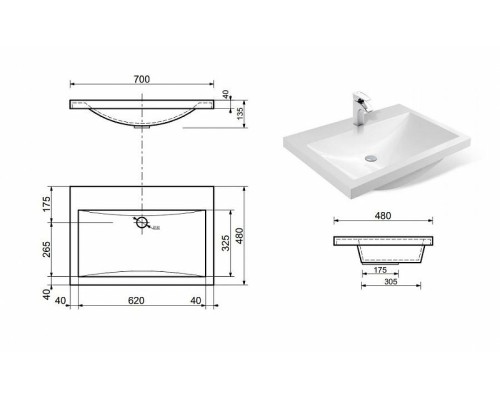 Тумба с раковиной Эстет Monaco 70 ФР-00002137 подвесная Белая