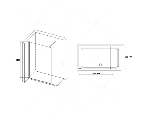 Душевая перегородка RGW Walk In WA-010B 90 351001009-24 Черный -сатинат