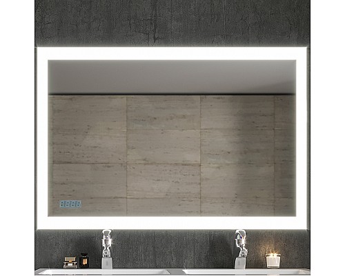 Зеркало Бриклаер Вега 125 4627125414398 с подсветкой с бесконтактным выключателем и часами