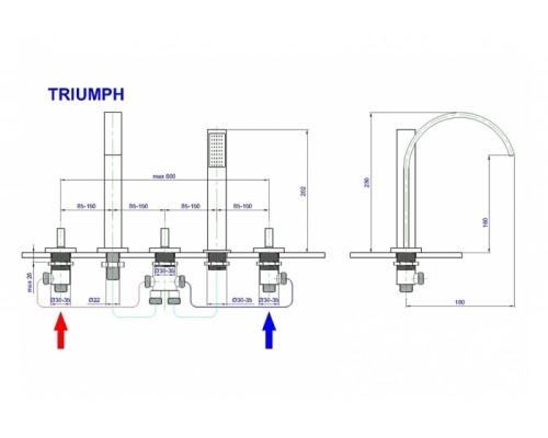 Смеситель на борт ванны Royal Bath Triumph Хром