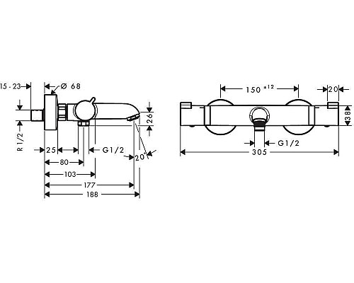 Смеситель для ванны,для душа Hansgrohe Ecostat Comfort 13114000
