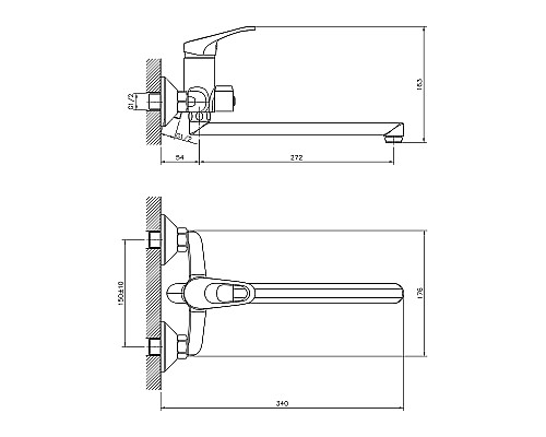Смеситель для ванны Decoroom DR21043 Хром