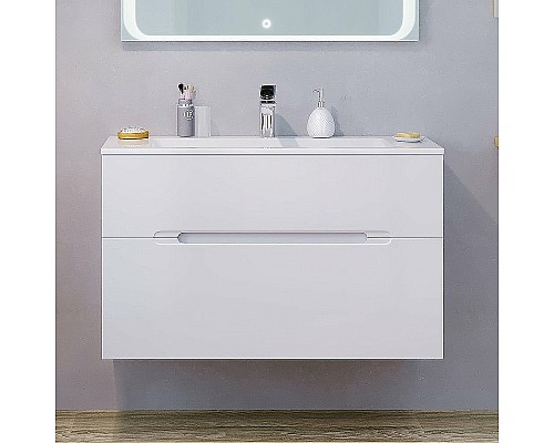 Тумба под раковину Jorno Modul 100 Mоl.01.97/P/W подвесная Белый глянец