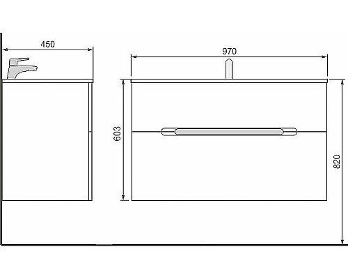 Тумба под раковину Jorno Modul 100 Mоl.01.97/P/W подвесная Белый глянец