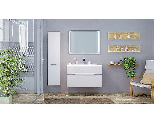 Тумба под раковину Jorno Modul 100 Mоl.01.97/P/W подвесная Белый глянец