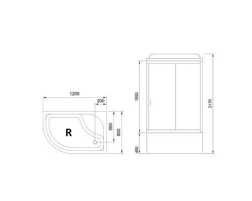 Душевая кабина Royal Bath ВК 120x80 стекло матовое задние стенки Белые