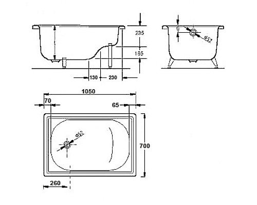 Стальная ванна BLB Europa Mini B15E 105x70