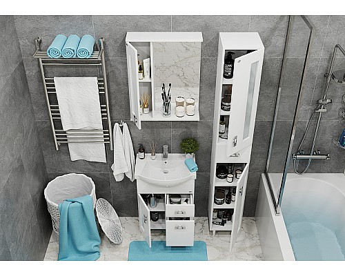 Зеркало со шкафом Onika Кристалл 58.01 205817 с подсветкой Белое