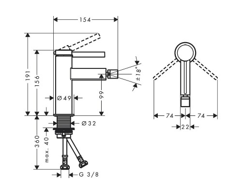 Смеситель для биде Hansgrohe Finoris 76200670 Черный матовый