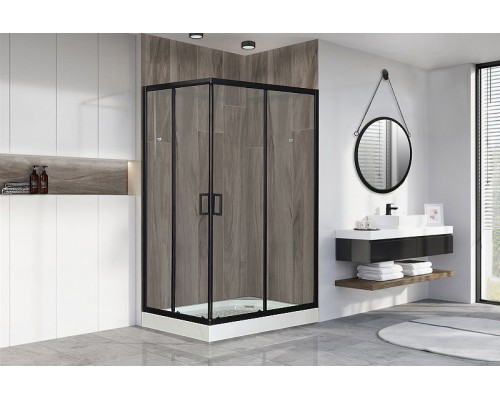 Душевой уголок Royal Bath HP 120х80 RB8120HP-T-BL-R профиль Черный стекло прозрачное