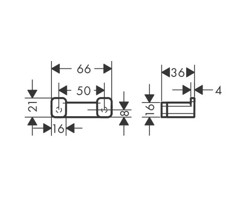Двойной крючок Hansgrohe AddStoris 41755340 Шлифованный черный хром