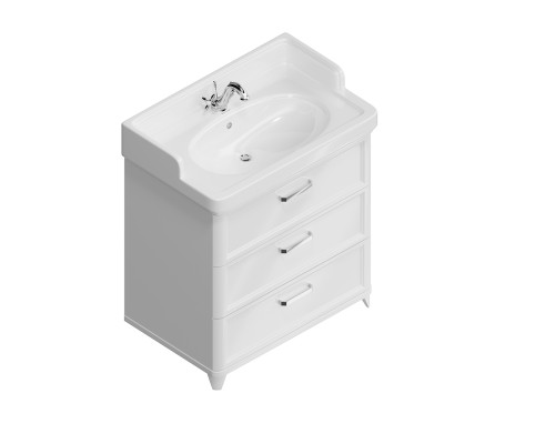 Тумба Kerama Marazzi POMPEI напольная с 3 ящиками 80, белая глянцевая