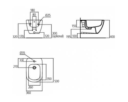 Биде Ideal Standard Tesi T457001 подвесное Белое