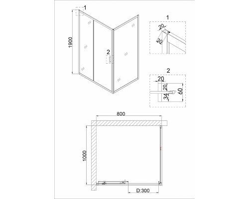 Душевая стенка Niagara Nova 100 NG-A100 профиль Хром стекло прозрачное