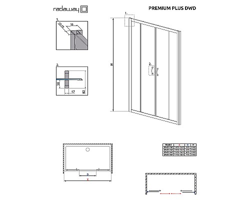 Душевая дверь Radaway Premium Plus DWD 140 33353-01-01N профиль Хром стекло прозрачное
