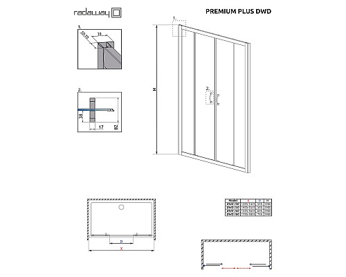 Душевая дверь Radaway Premium Plus DWD 140 33353-01-01N профиль Хром стекло прозрачное