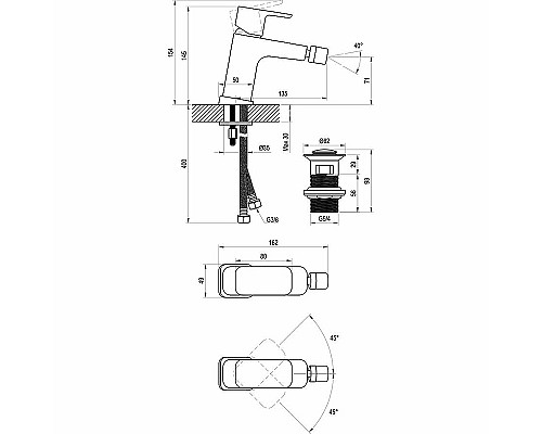 Смеситель для биде Ravak 10° Free black-TD F 055.20 X070155 Черный матовый