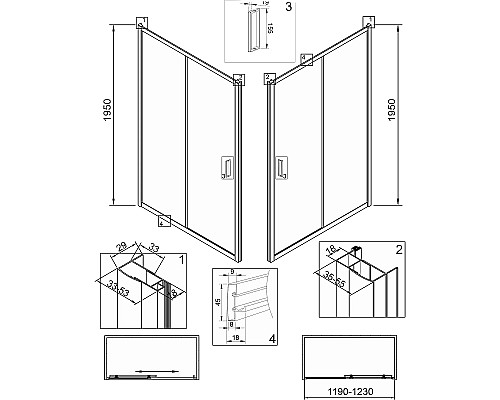 Душевая дверь Veconi Vianno VN-46B 120 VN46B-120-01-C5 Черный матовый