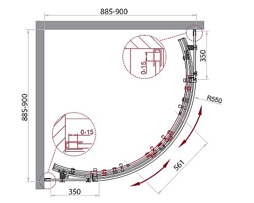 Душевой уголок BelBagno Acqua 90x90 ACQUA-R-2-90-C-Cr профиль Хром стекло прозрачное