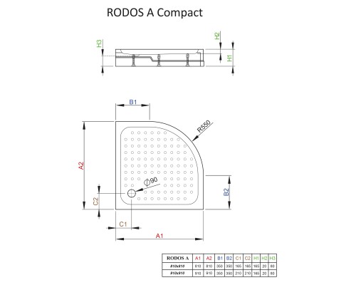 Акриловый поддон для душа Radaway Rodos A Compact 81x81x17 белый