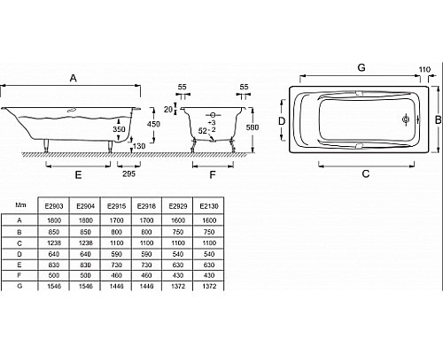 Ванна Jacob Delafon 180 х 85 см с отверстиями для ручек E290300 Ванна Jacob Delafon 180 х 85 см с отверстиями для ручек E290300