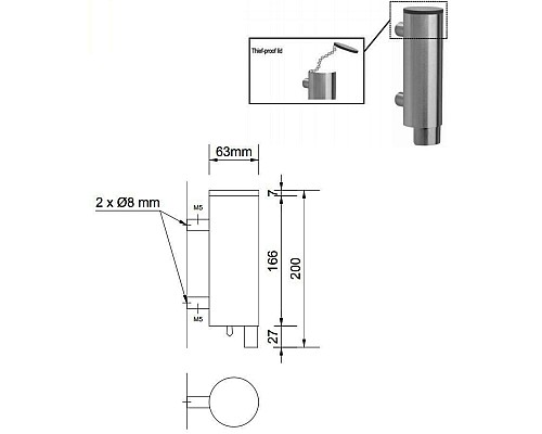 Диспенсер для жидкого мыла Nofer 03024.S Нержавеющая сталь матовая