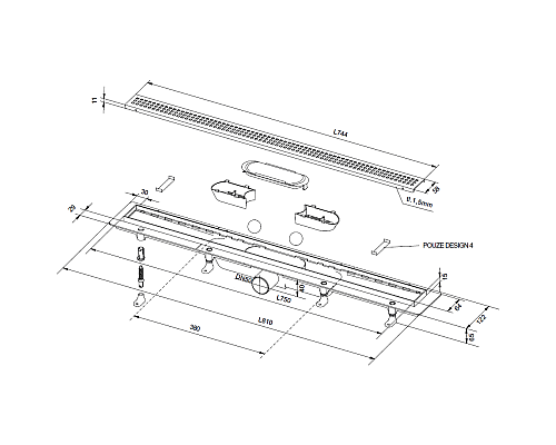 Душевой лоток PlastBrno Design 3 75 SZA3750 с решеткой Хром Душевой лоток PlastBrno Design 3 75 SZA3750 с решеткой Хром