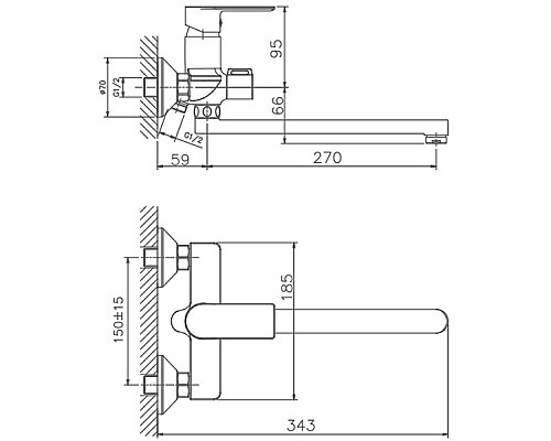 Смеситель для ванны Haiba HB22505 универсальный Хром