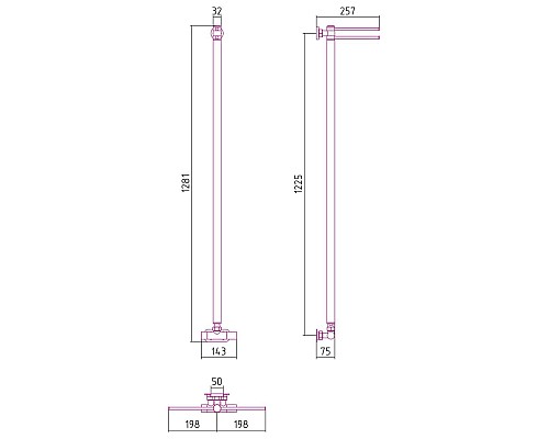 Полотенцесушитель водяной 1200х50 черный матовый Сунержа Лайк EU50 31-0213-1200