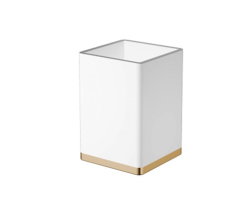 Стакан квадратный белый-золото