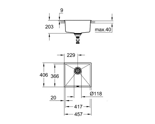 Кухонная мойка Grohe K700 46 Серый гранит