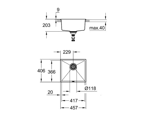 Кухонная мойка Grohe K700 46 Серый гранит