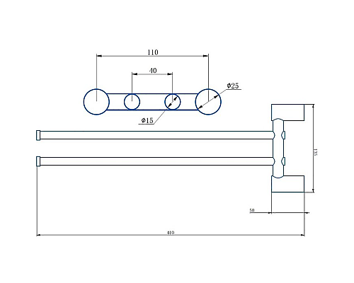 Полотенцедержатель Haiba HB8412 поворотный Хром