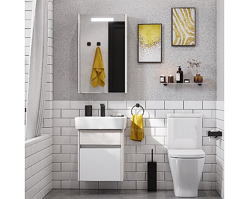 Зеркальный шкаф Aquaton Верди PRO 50 1A195802VDAV0 с подсветкой Белый Ясень фабрик