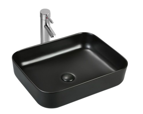 Раковина SinteSi накладная черная матовая 500x390x130, без отверстия под смеситель