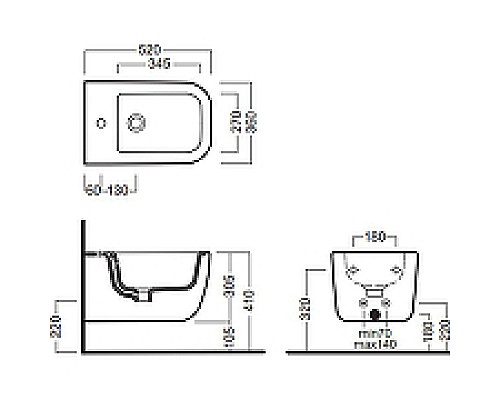 Биде Hatria Bianca Y1X501 подвесное Белое