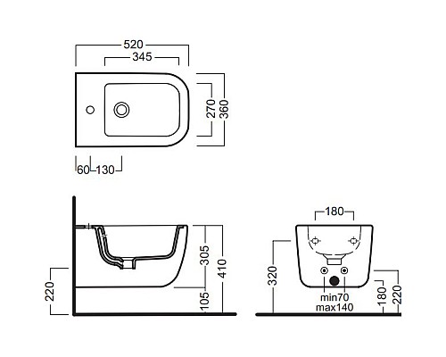 Биде Hatria Bianca Y1X501 подвесное Белое