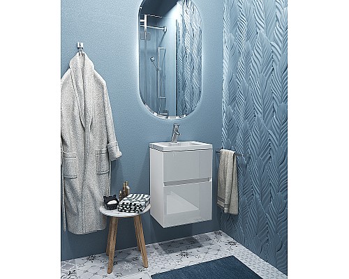 Тумба с раковиной Marka One Bumble 40П Ц0000001481 подвесная Белая