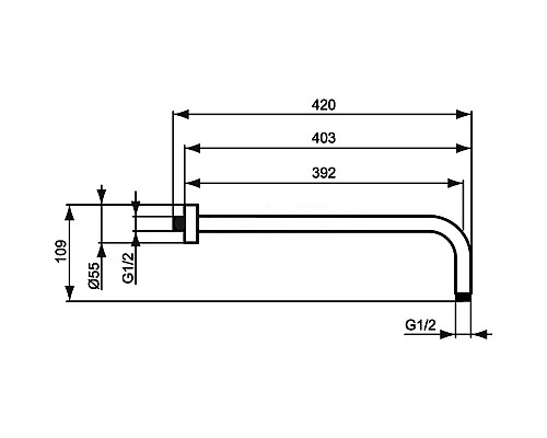 Кронштейн для верхнего душа Ideal Standard Ideal Rain B9445AA Хром