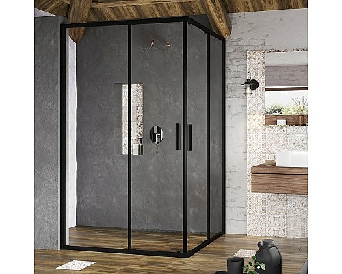 Душевая дверь Ravak Blix Slim BLSRV2K-90 X1XM70300Z1 профиль Черный стекло Transparent