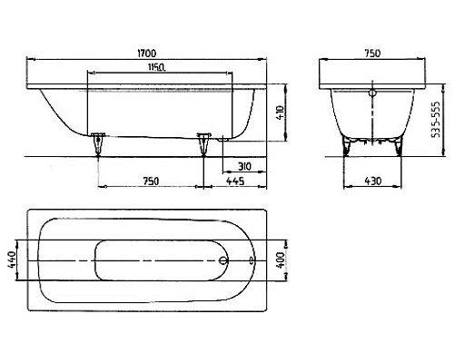 Ванна стальная Kaldewei Saniform Plus 170х75 112600010001